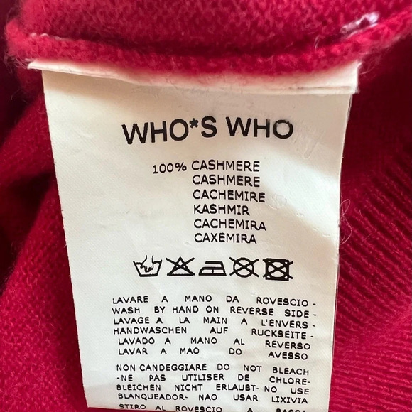 Who is Who Cashmere Red Mock Neck Sweater Size S Apres Ski Cabincore Cozy - Picture 10 of 11